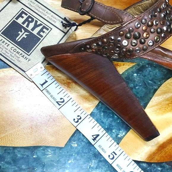 FRYE Brown Leather Heeled Sandals | Size 9 B - Picture 3 of 7